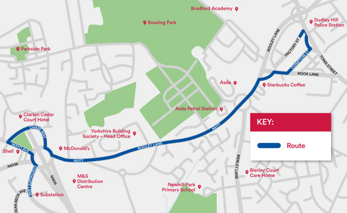 Bradford Staygate Investment route map
